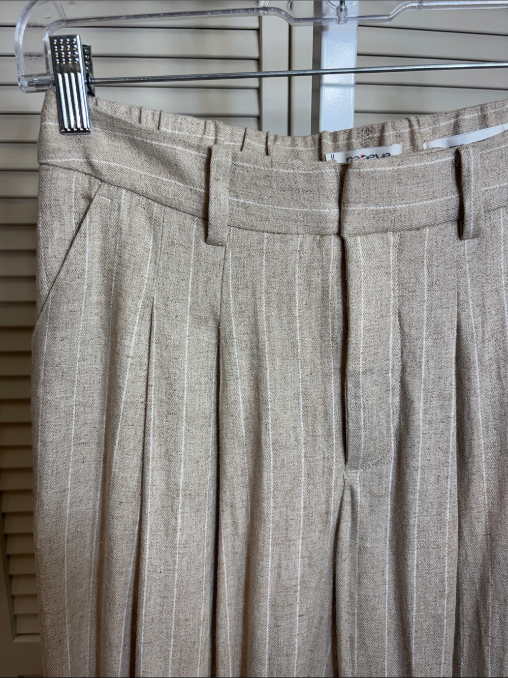 Maeve Avery Linen Blend Stripe Twill Wide Leg Pleated Pants Size XS Petite - Picture 10 of 16